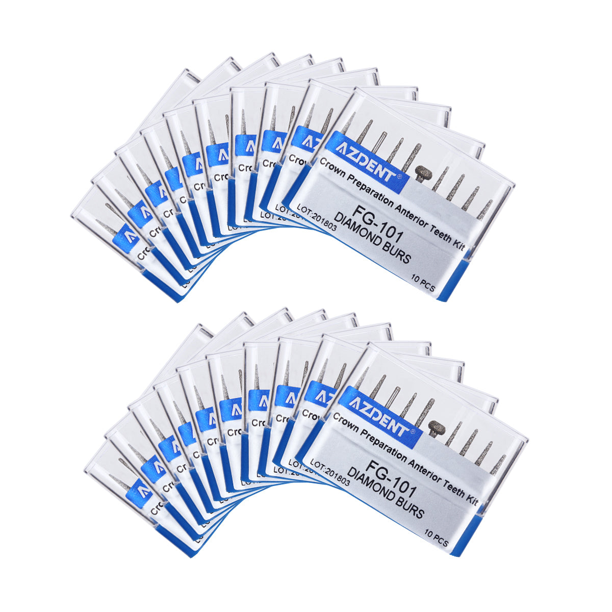 AZDENT Dental Diamond Burs FG-101 For Crown Preparation Anterior Teeth Kit 10pcs/Kit-azdentall.com