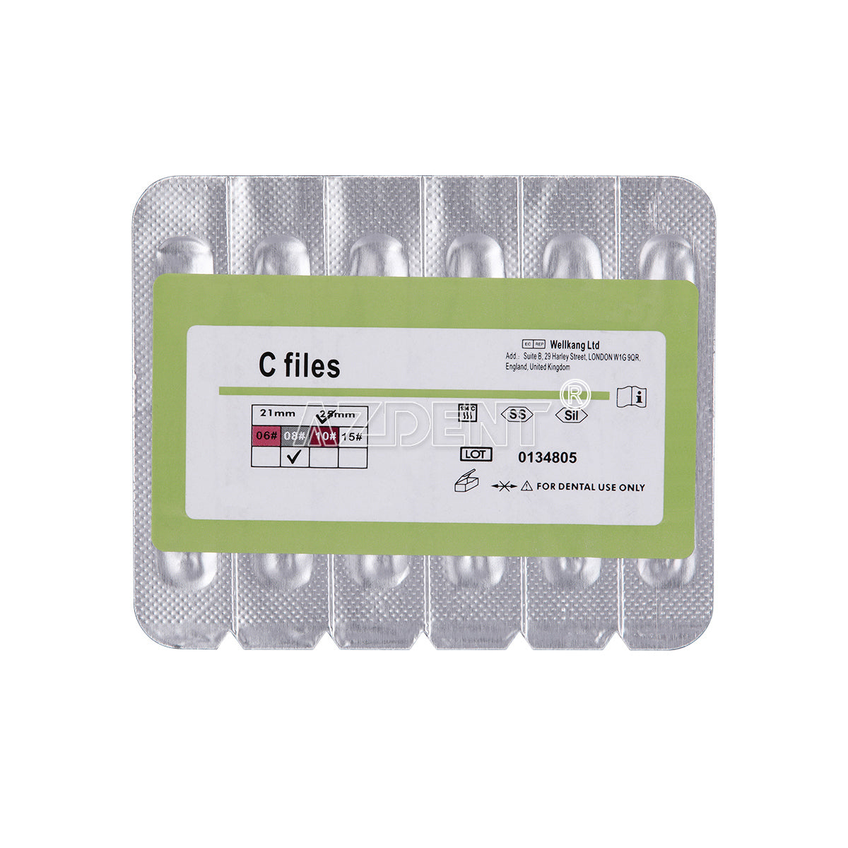 Dental C Files Hand Use Stainless Steel 25mm #8 6pcs/Pack-azdentall.com