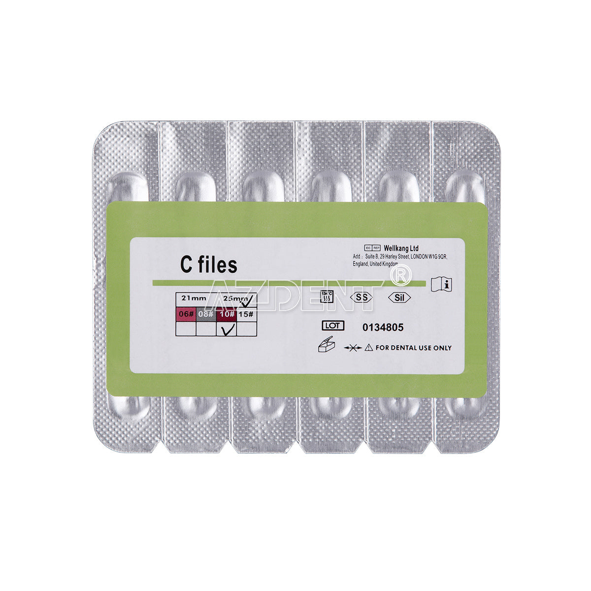 Dental C Files Hand Use Stainless Steel 25mm #10 6pcs/Pack-azdentall.com