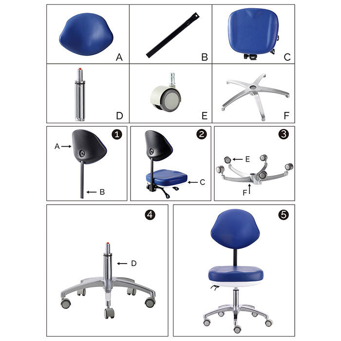 Dental Doctor Stool Adjustable Height Hydraulic Stool With Wheels Soft Seat Cushion - azdentall.com