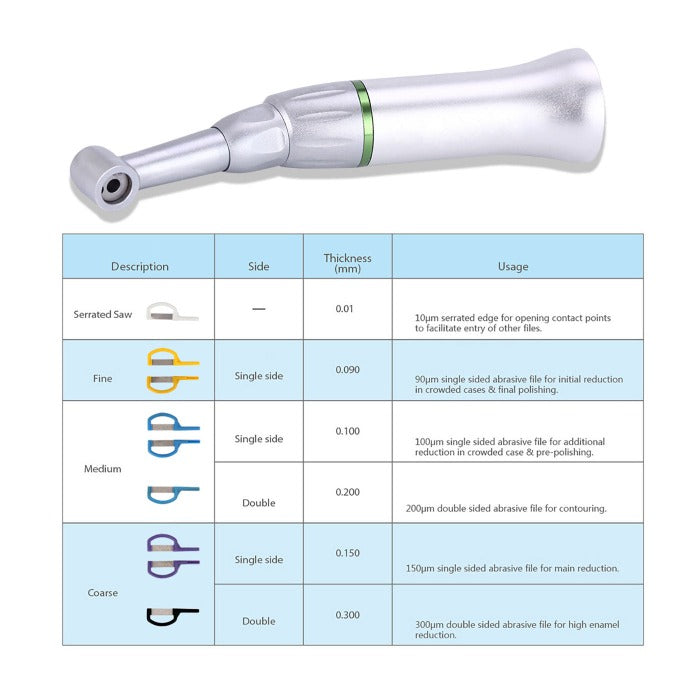 Dental Contra Angle Handpiece 4:1 Reduction Interproximal Stripping IPR System - azdentall.com
