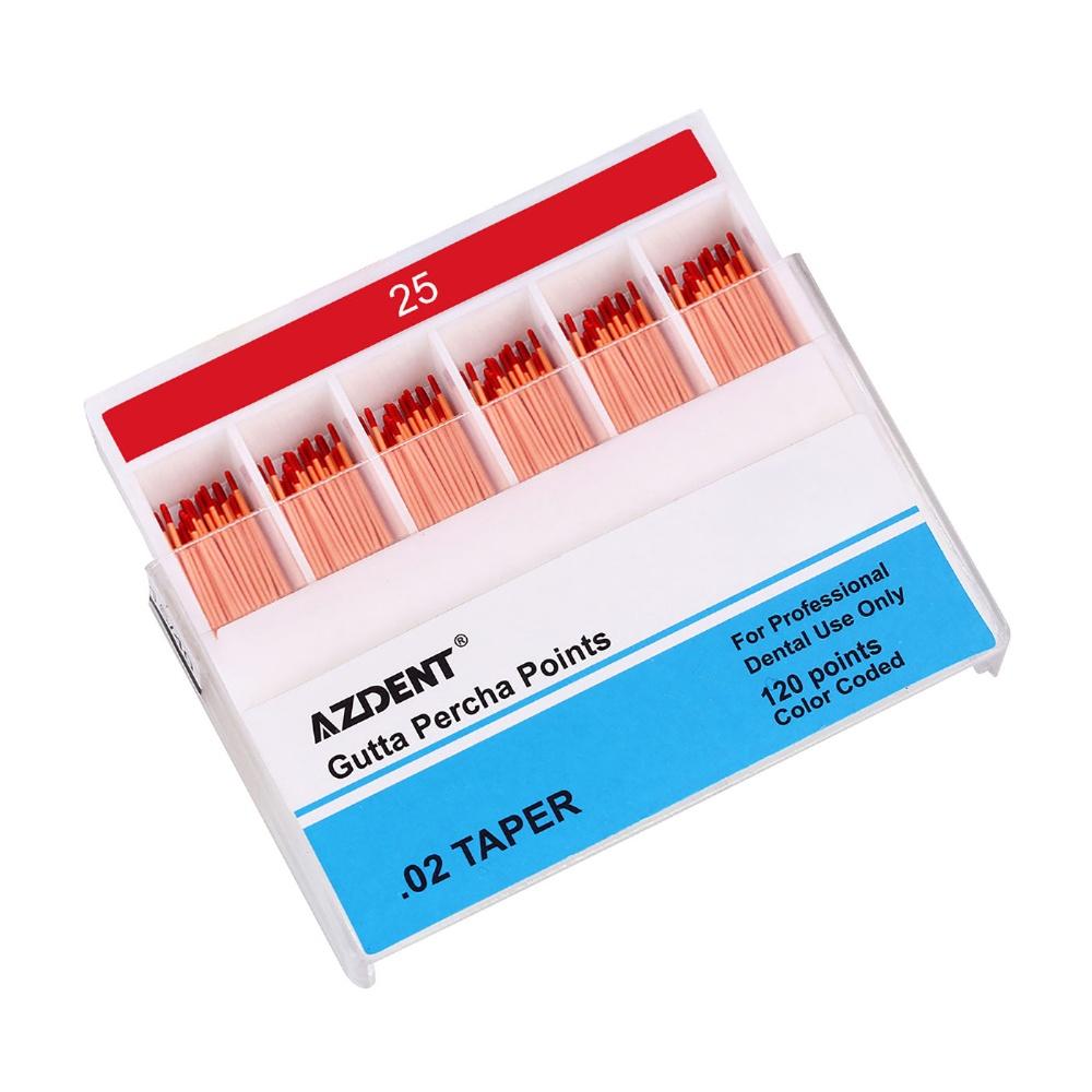AZDENT Gutta Percha Points #15-40 Taper Size 0.02 Color Coded 7 Models 120/Box-azdentall.com