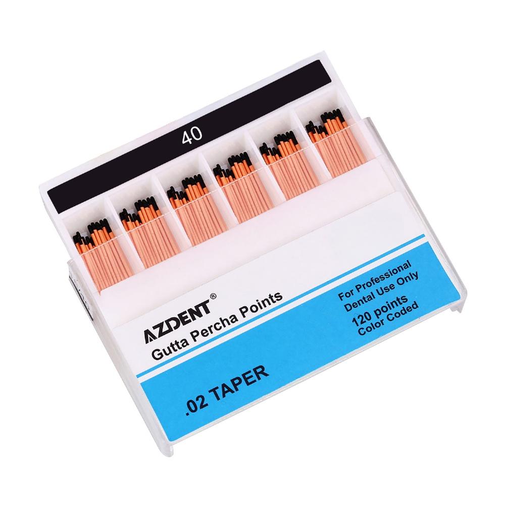 AZDENT Gutta Percha Points #15-40 Taper Size 0.02 Color Coded 7 Models 120/Box-azdentall.com