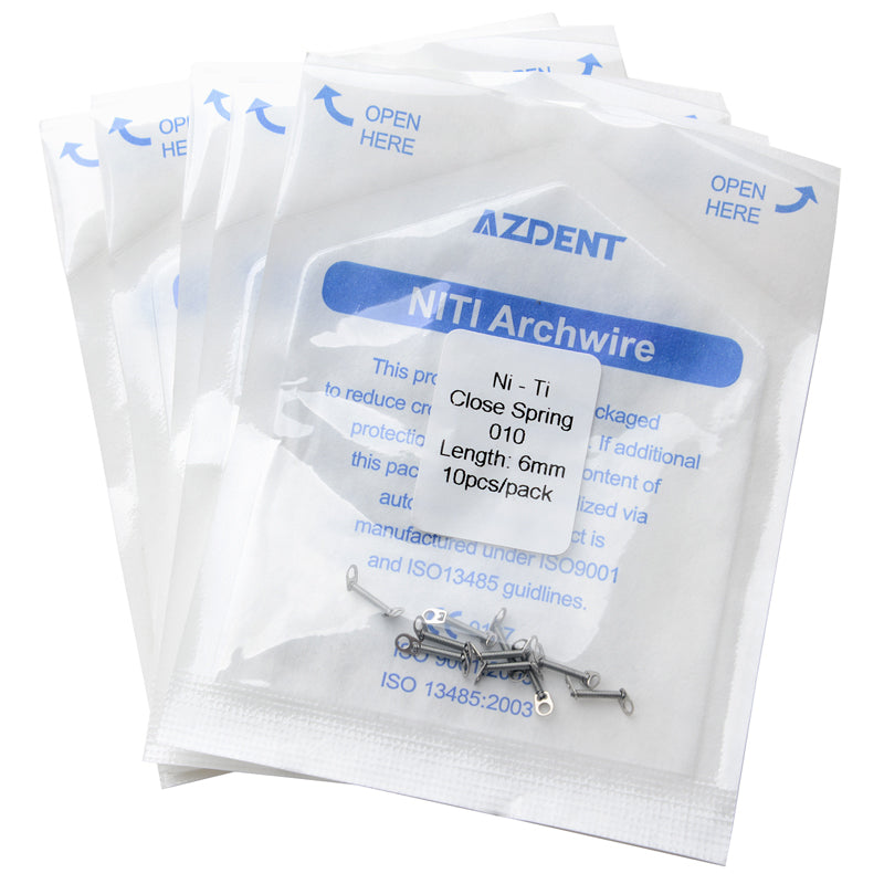5 Packs AZDENT Dental Orthodontic Accessory Closed Coil Spring 0.010 6mm 10pcs/Bag - azdentall.com