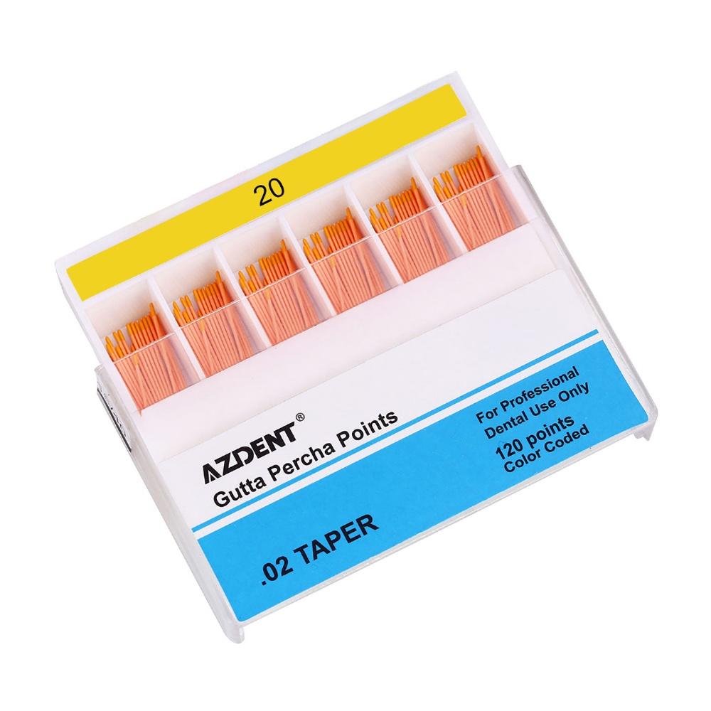 AZDENT Gutta Percha Points #15-40 Taper Size 0.02 Color Coded 7 Models 120/Box-azdentall.com