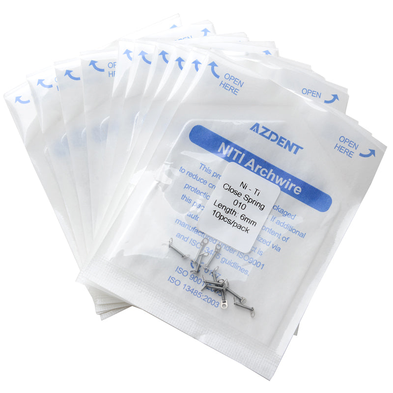 10 Packs AZDENT Dental Orthodontic Accessory Closed Coil Spring 0.010 6mm 10pcs/Bag - azdentall.com