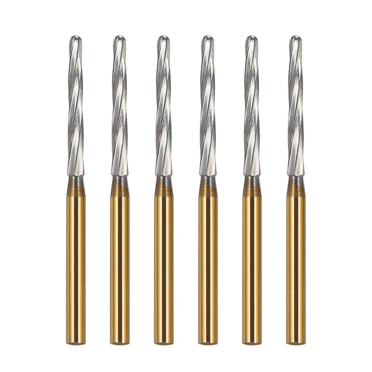 Dental FG Carbide Finishing Burs 25mm Gold 6pcs/Box - azdentall.com
