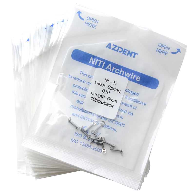 20 Packs AZDENT Dental Orthodontic Accessory Closed Coil Spring 0.010 6mm 10pcs/Bag - azdentall.com