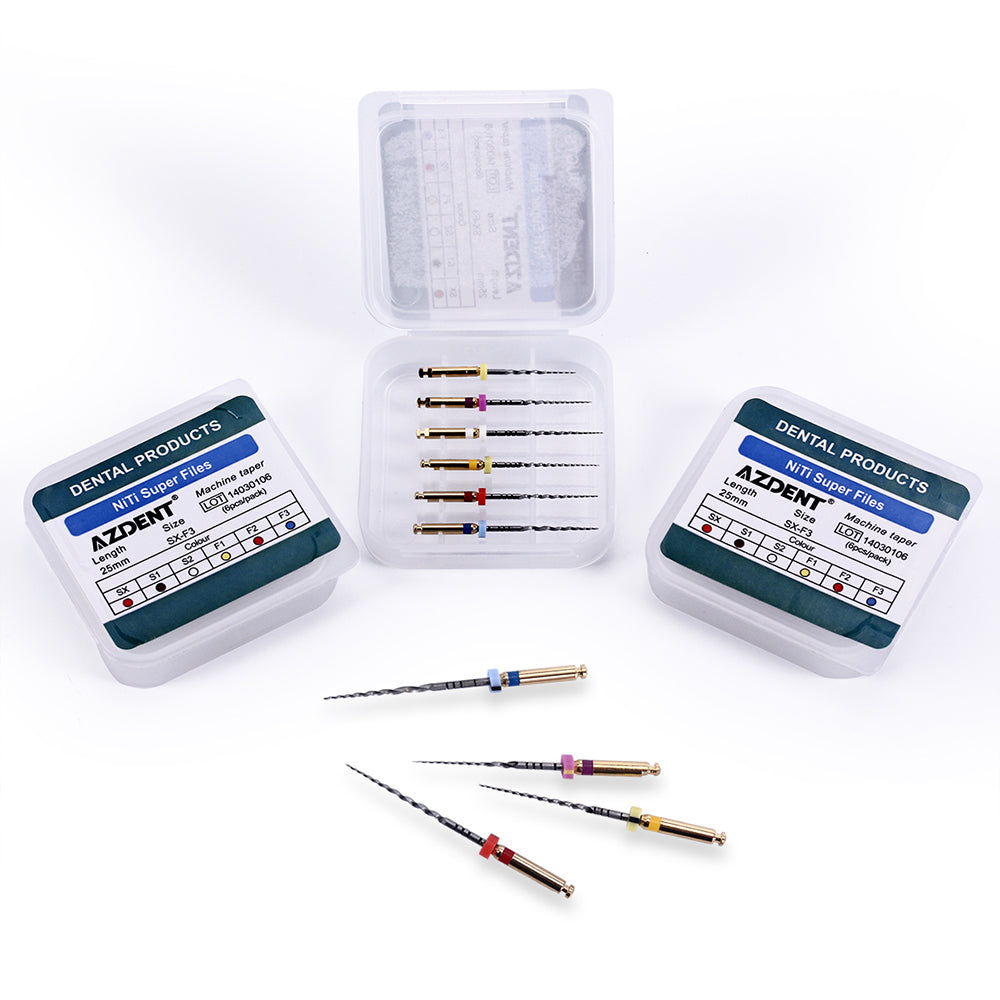 3 Packs AZDENT Dental NiTi Rotary Engine Files 25mm Assorted SX-F3 6pcs/Pk - azdentall.com