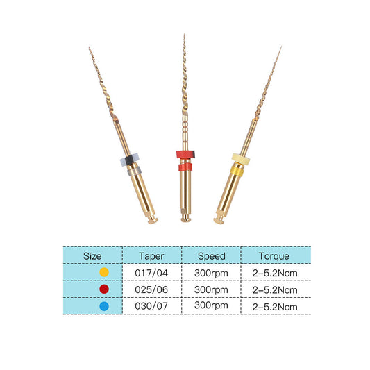 Dental NiTi Rotary Engine Files Assorted X1-X3 25mm 3pcs/Pack-azdentall.com