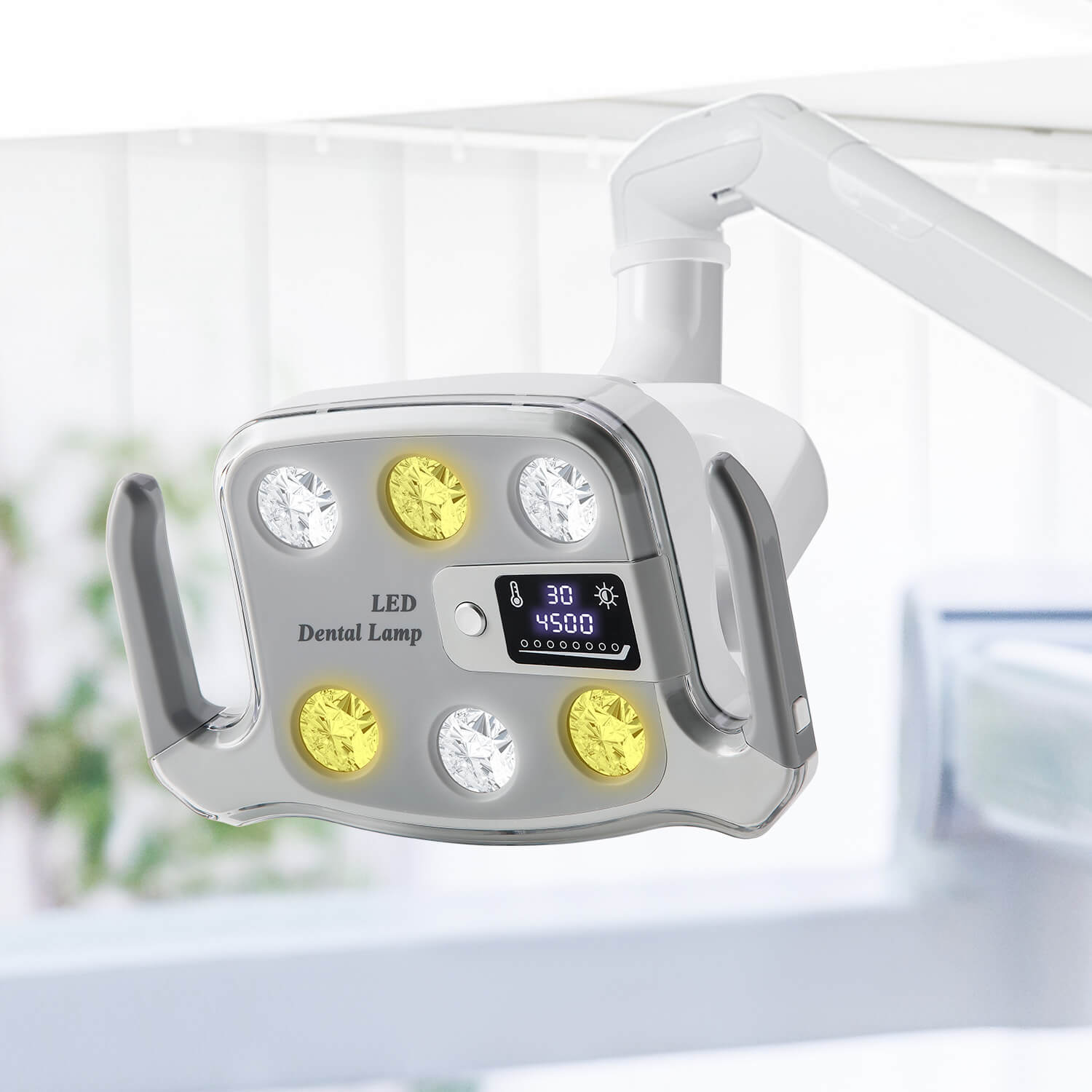 Dental Unit Chair LED Oral Light Lamp 6 Lights 9W Dual-Color with LCD Display - azdentall.com