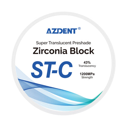 AZDENT Dental ST-C Pre-Shade Zirconia Block Disc High Translucency 98mm - azdentall.com