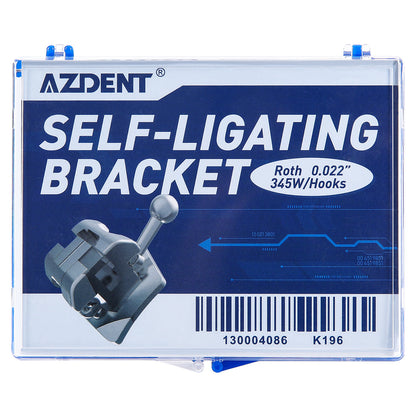AZDENT Metal Self-Ligating Brackets with Buccal Tube Roth/MBT 3-4-5 Hook 28pcs /kit