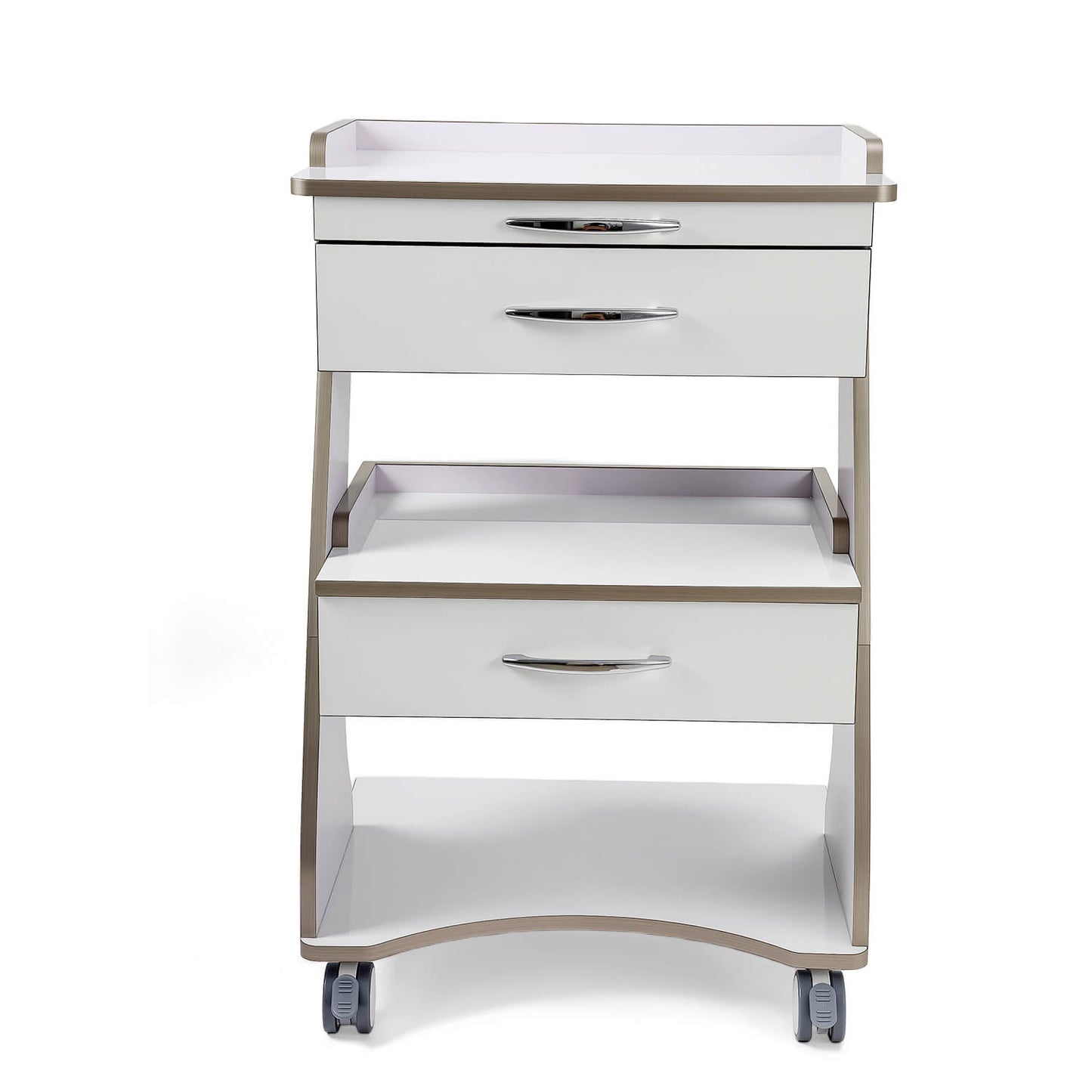 Dental Medical Mobile Cart Rolling Trolley Built-in Socket Double-Drawer Three-Tier Cart - azdentall.com