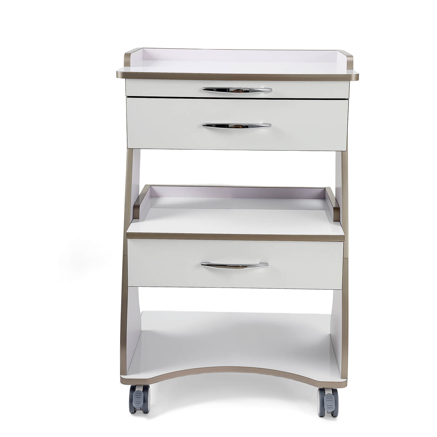 Dental Medical Mobile Cart Rolling Trolley Built-in Socket Double-Drawer Three-Tier Cart - azdentall.com