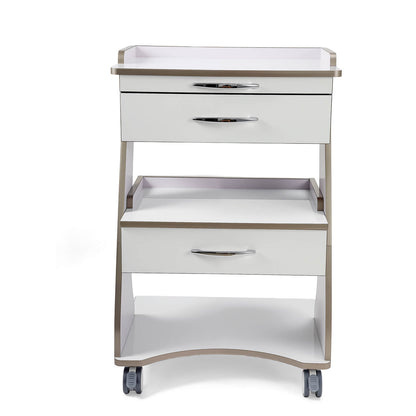 Dental Medical Mobile Cart Rolling Trolley Built-in Socket Double-Drawer Three-Tier Cart - azdentall.com