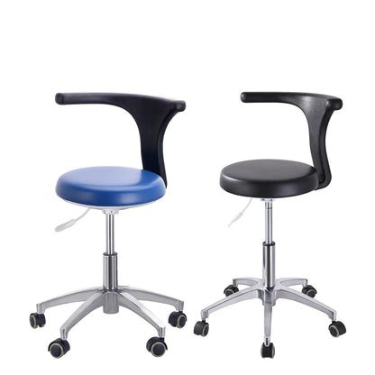 Dental Stool Adjustable Height Mobile Chair PU Leather with Torso Arm Black