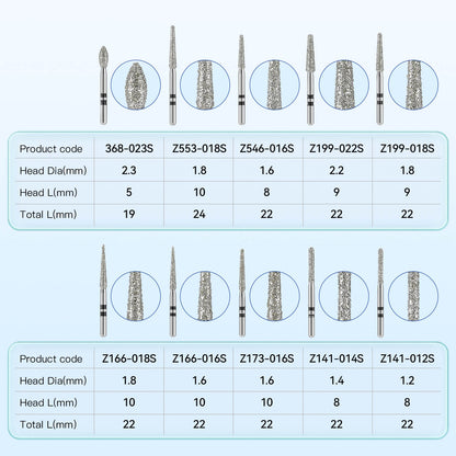 AZDENT Dental Diamond Zirconia Cutting Bur Kit FG 1.6mm 10pcs/Box - azdentall.com