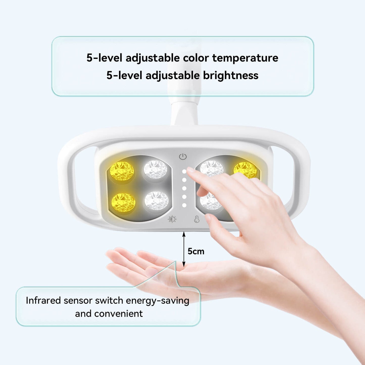 Dental LED Lamp Oral Light For Unit Chair 8 Lights 10W Dual-Color Adjustable - azdentall.com
