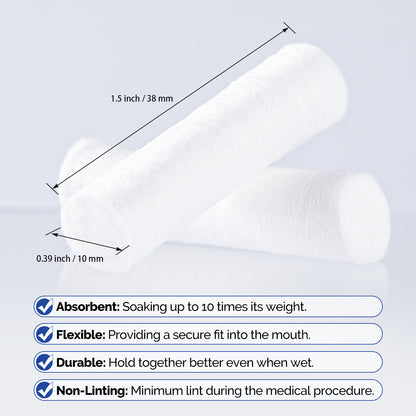 Dental Disposable Cotton Rolls Non-Sterile High Absorbent 1.5"x 3/8" 1000pcs/Bag