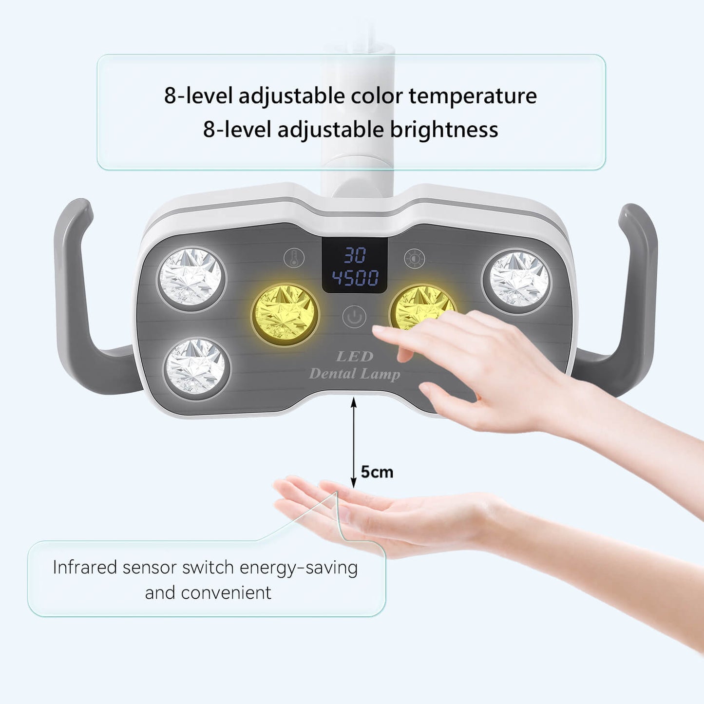 Dental Unit Chair LED Oral Light Lamp Dual-Color 6 Lights 10W with LCD Display - azdentall.com