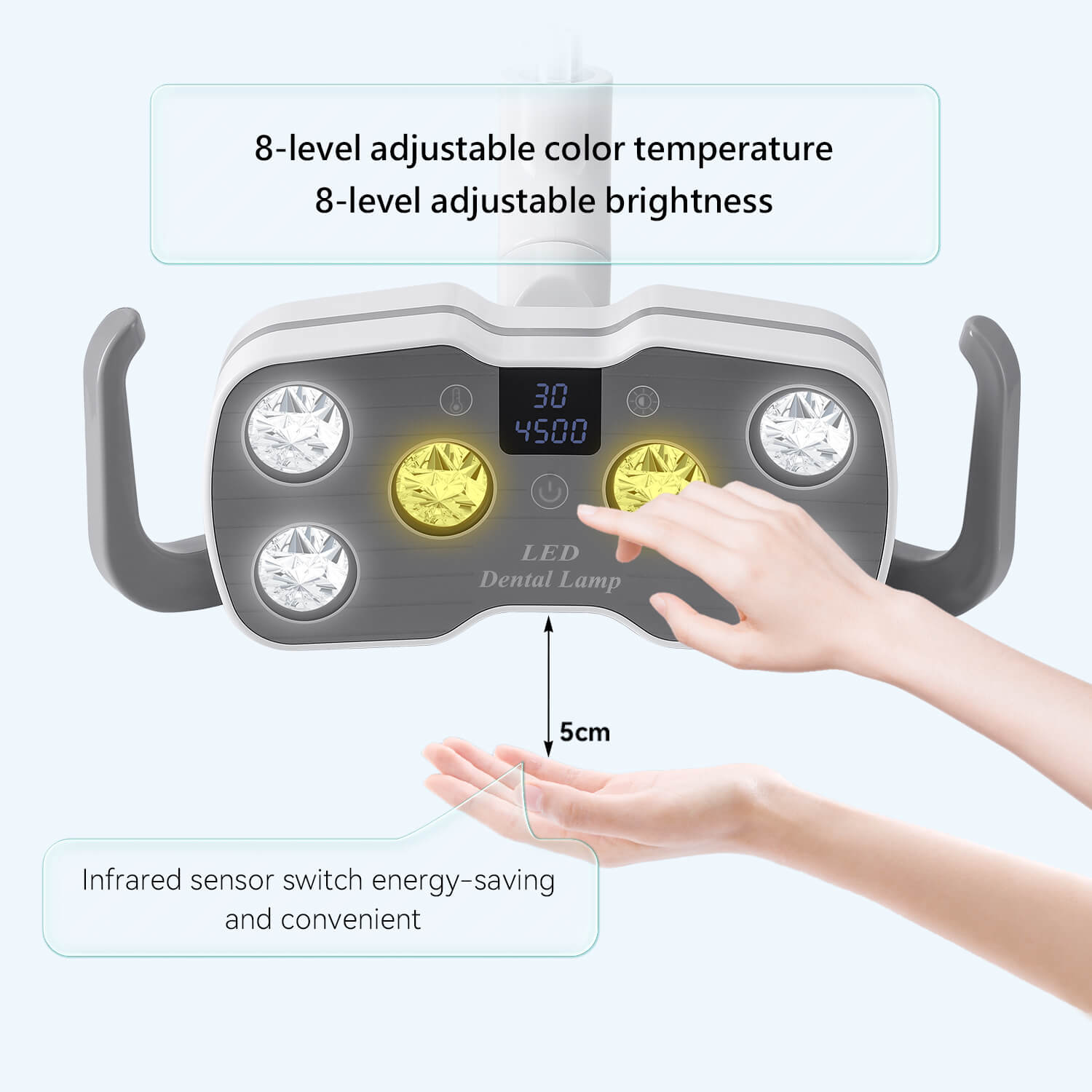 Dental Unit Chair LED Oral Light Lamp Dual-Color 6 Lights 10W with LCD Display - azdentall.com