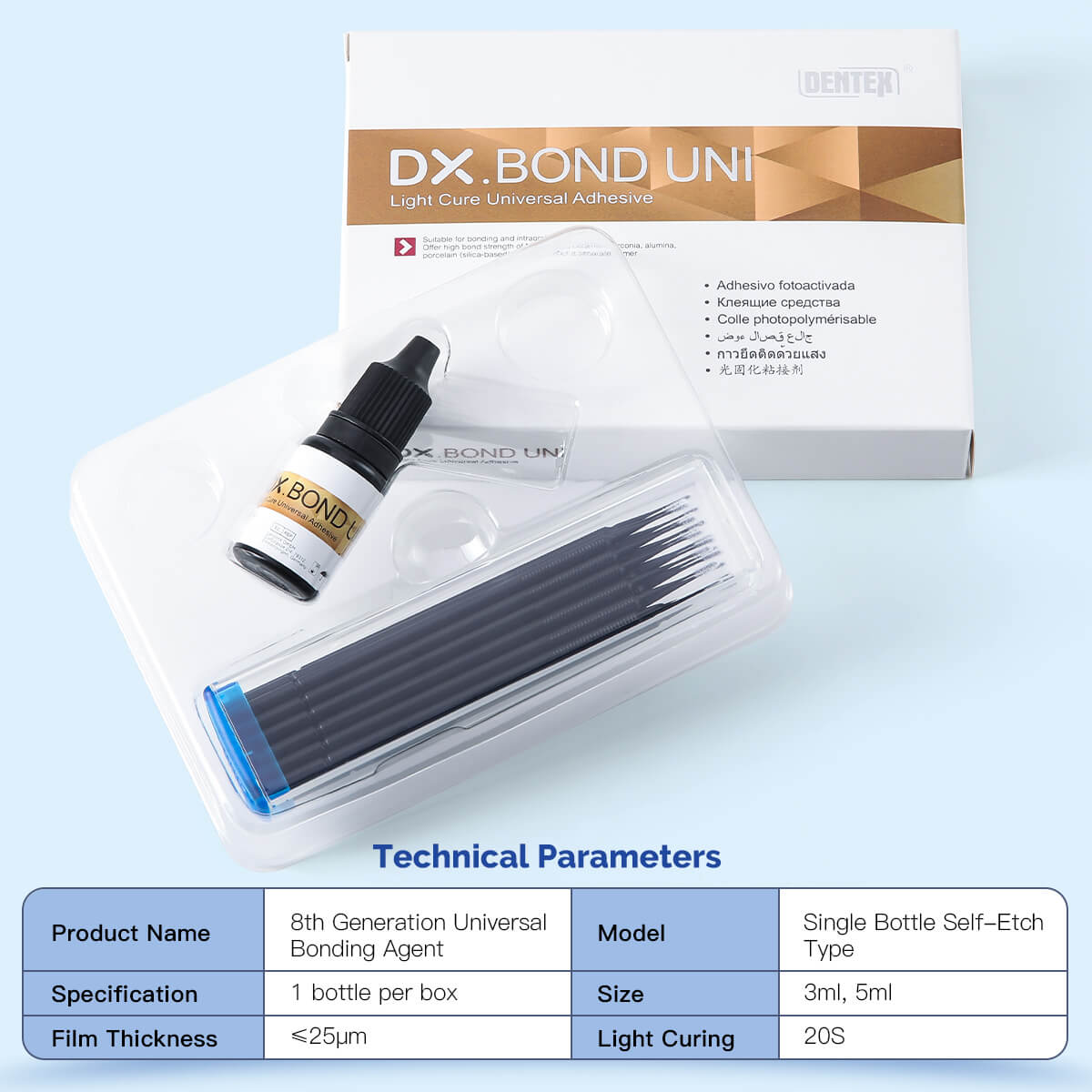 Dentex Dental Light Cure Universal Adhesive Bonding Agent Self-etch Gel 5ml - azdentall.com