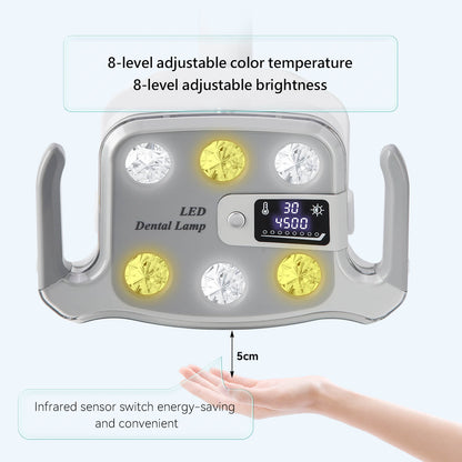 Dental Unit Chair LED Oral Light Lamp 6 Lights 9W Dual-Color with LCD Display - azdentall.com