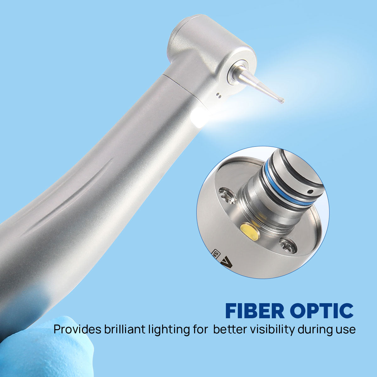 AZDENT Dental Mini 8:1 Contra Angle Fiber Optic Low Speed Handpiece - azdentall.com