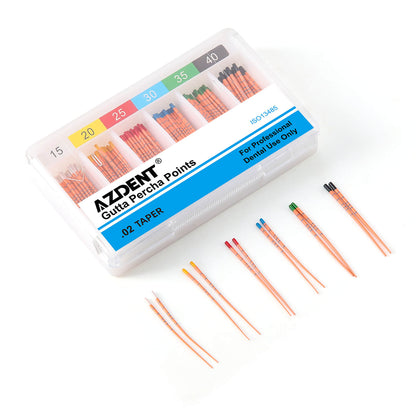 AZDENT Gutta Percha Points With Scale #15-40 Taper Size 0.02 Color Coded 120/Box - azdentall.com