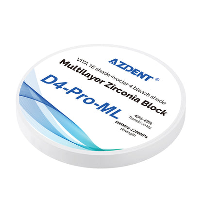 AZDENT Dental D4-Pro-ML Multilayer Zirconia Block VITA 16 Shade&Ivoclar 4 Bleach Shade - azdentall.com