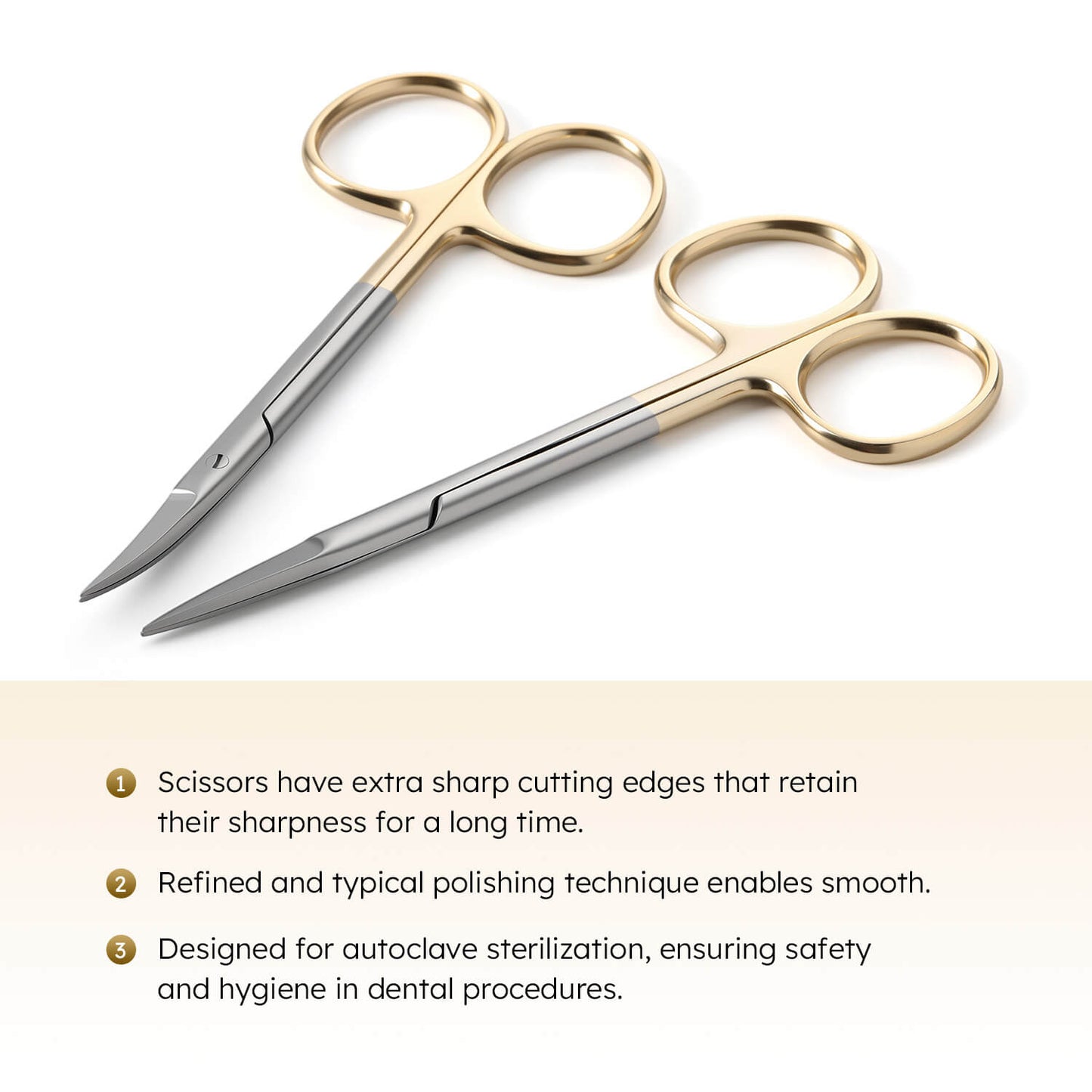Dental Surgical Scissors Gold Handle Straight/Curved Tip - azdentall.com