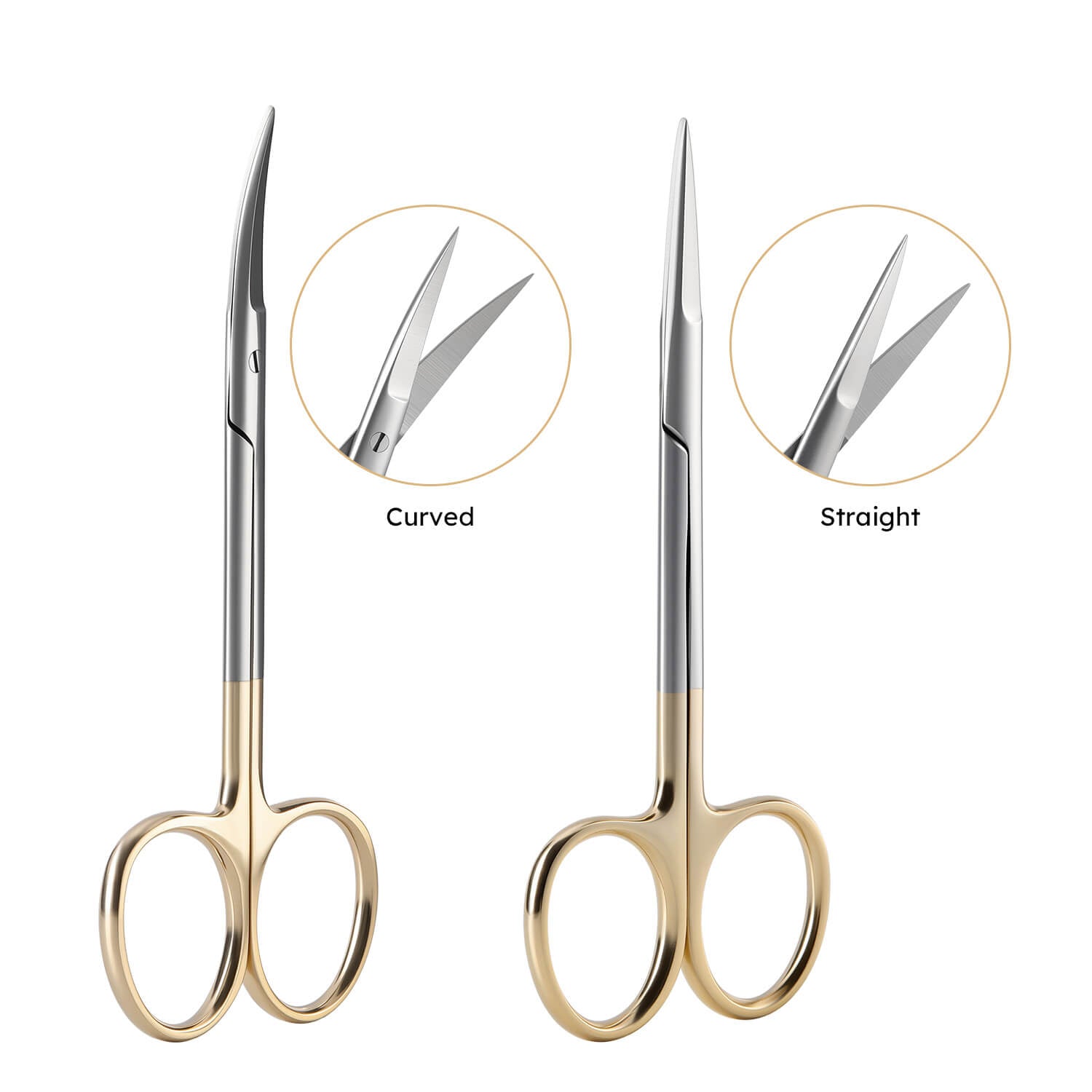 Dental Surgical Scissors Gold Handle Straight/Curved Tip - azdentall.com