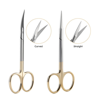 Dental Surgical Scissors Gold Handle Straight/Curved Tip - azdentall.com