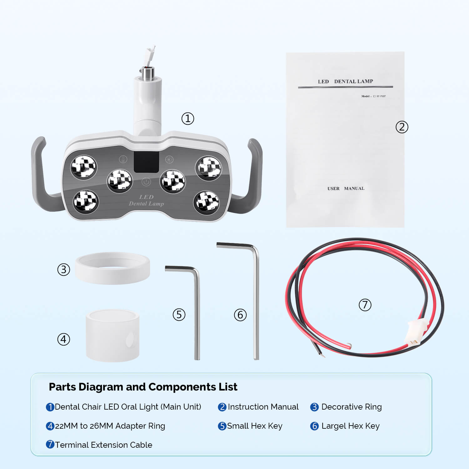 Dental Unit Chair LED Oral Light Lamp Dual-Color 6 Lights 10W with LCD Display - azdentall.com