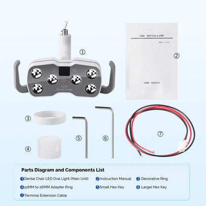 Dental Unit Chair LED Oral Light Lamp Dual-Color 6 Lights 10W with LCD Display - azdentall.com