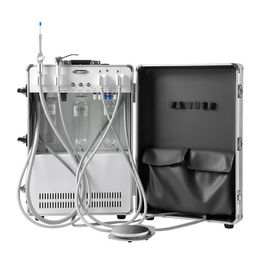 Dental Portable Mobile Delivery Unit System Built-in Air Compressor Strong Suction 4 Hole - azdentall.com
