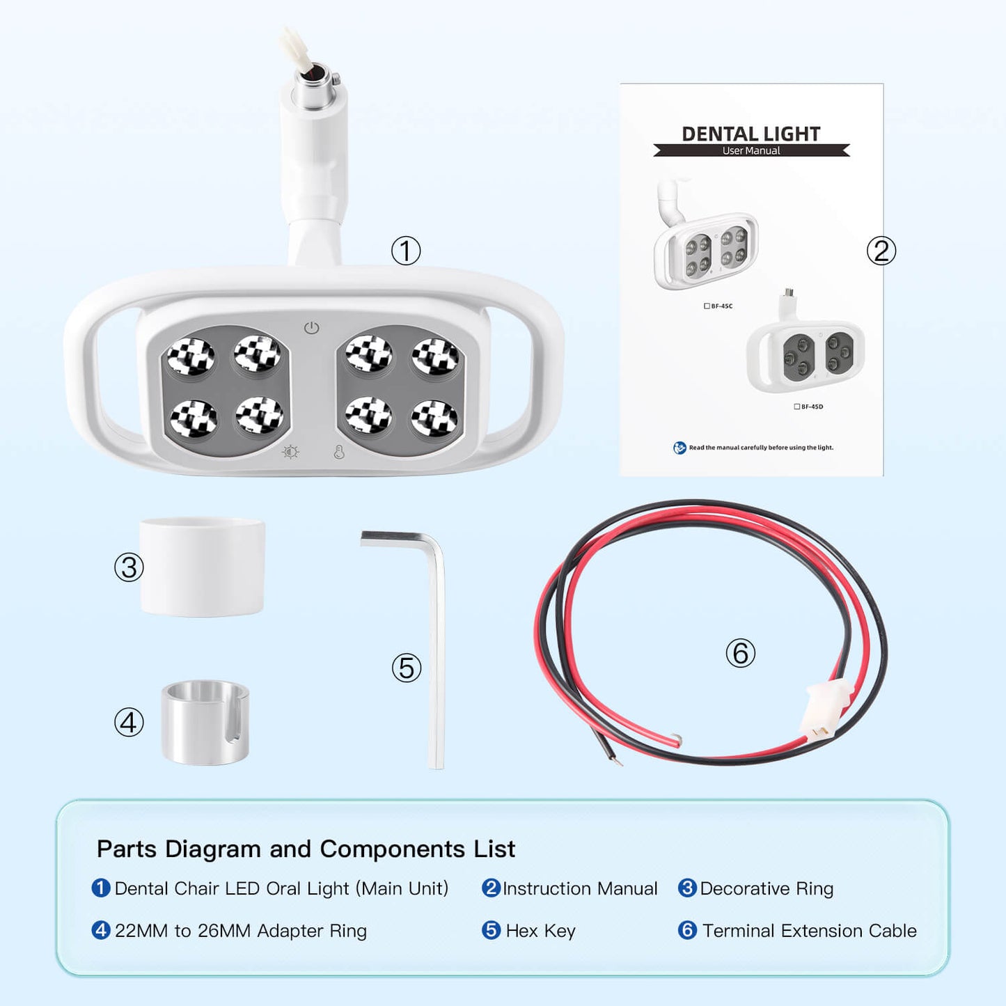 Dental LED Lamp Oral Light For Unit Chair 8 Lights 10W Dual-Color Adjustable - azdentall.com