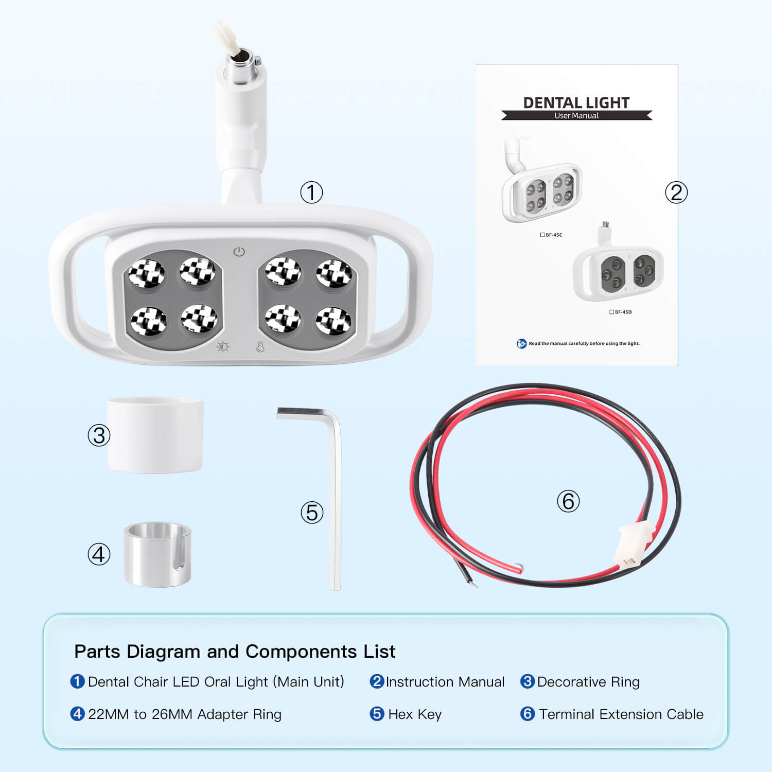 Dental LED Lamp Oral Light For Unit Chair 8 Lights 10W Dual-Color Adjustable - azdentall.com