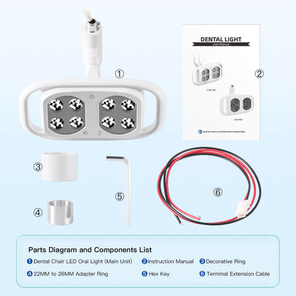 Dental LED Lamp Oral Light For Unit Chair 8 Lights 10W Dual-Color Adjustable - azdentall.com
