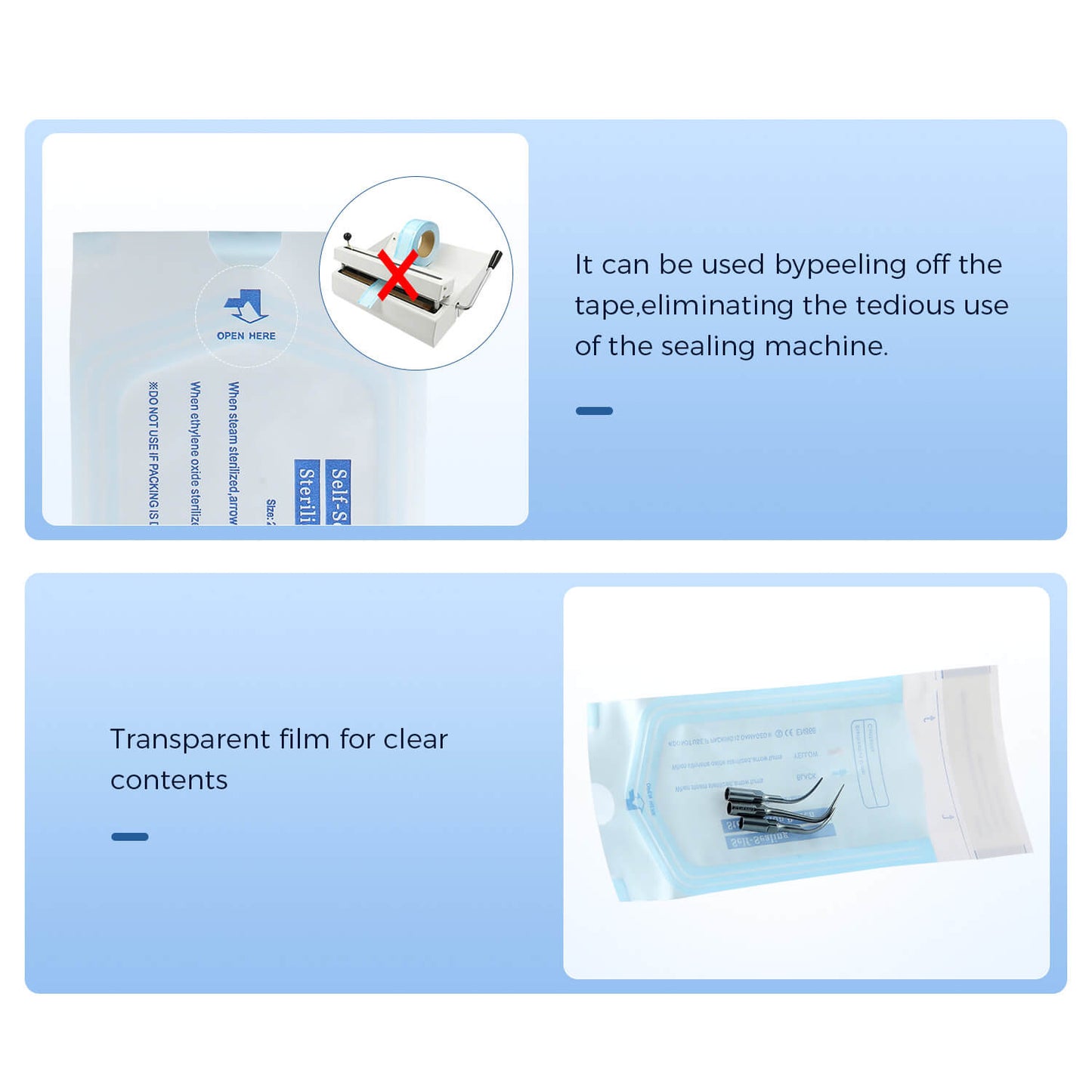 Dental Self-Sealing Sterilization Pouch 7 Sizes 200pcs/Box - azdentall.com
