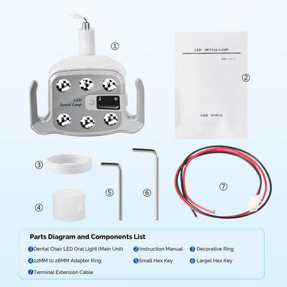 Dental Unit Chair LED Oral Light Lamp 6 Lights 9W Dual-Color with LCD Display - azdentall.com