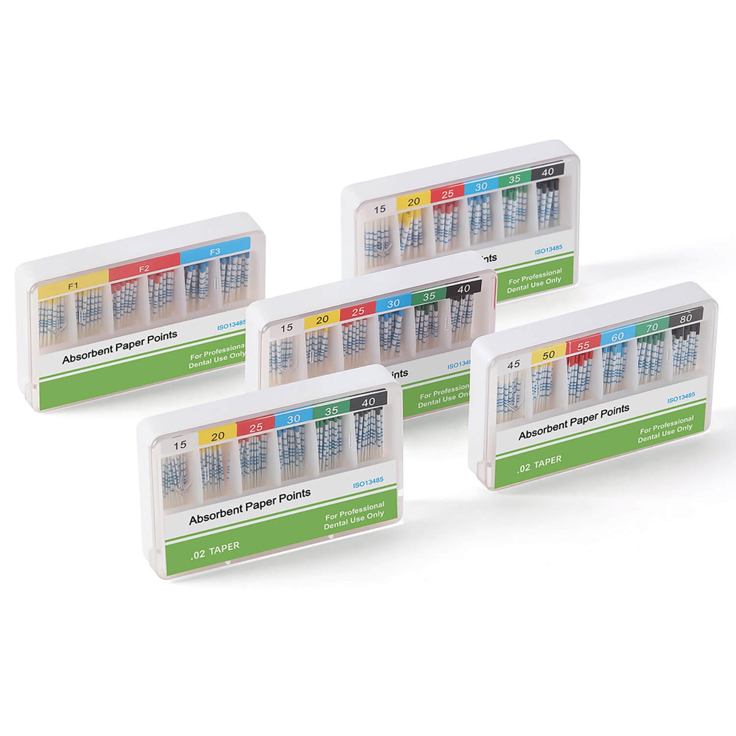 Absorbent Paper Points with Scale 15-40# Taper Size 0.02 Color Coded 200pcs/Box - azdentall.com
