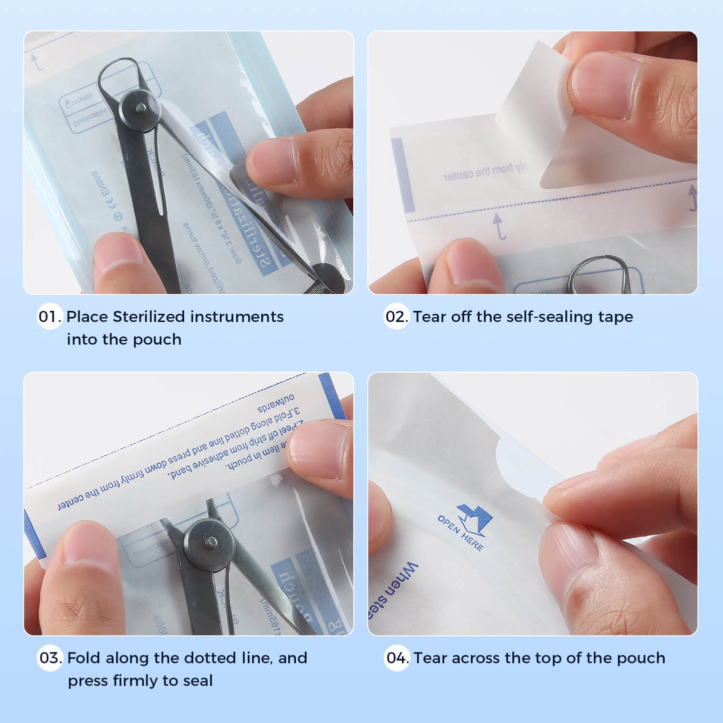 Dental Self-Sealing Sterilization Pouch 7 Sizes 200pcs/Box - azdentall.com