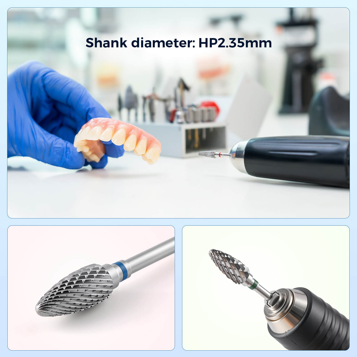 Dental Lab Tungsten Carbide Burs Polishing Bur Steel Drills HP 2.35mm - azdentall.com