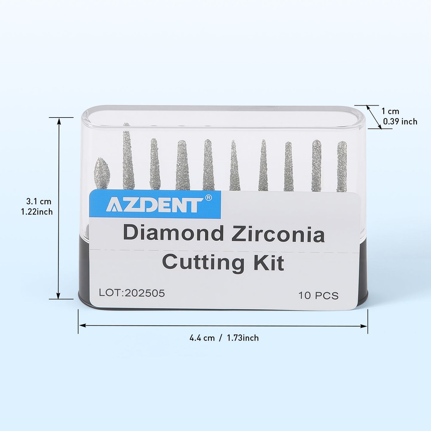 AZDENT Dental Diamond Zirconia Cutting Bur Kit FG 1.6mm 10pcs/Box - azdentall.com