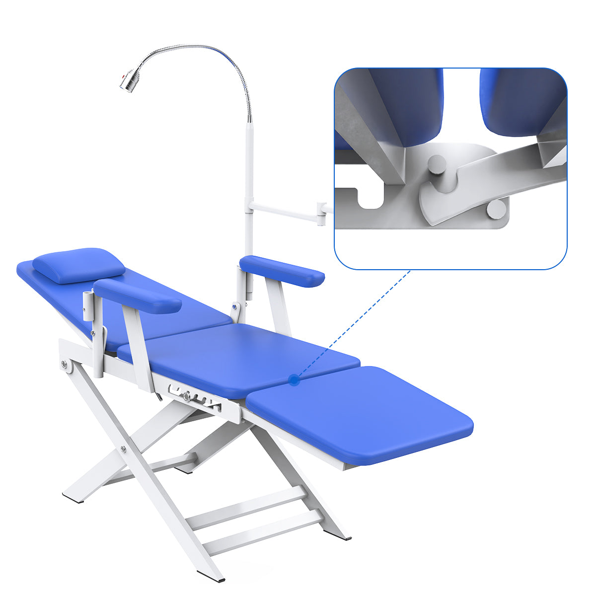 Dental Portable Chair Simple Type-Folding Chair With LED Cold Light Blue