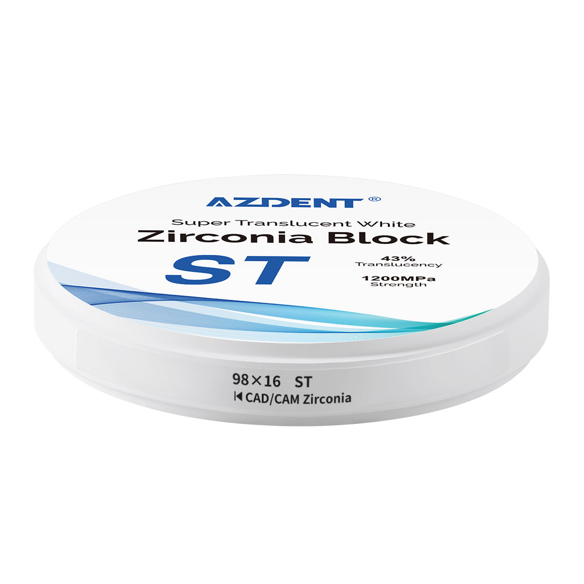 AZDENT Dental ST White Zirconia Block Disc Super Translucent 98x16mm - azdentall.com