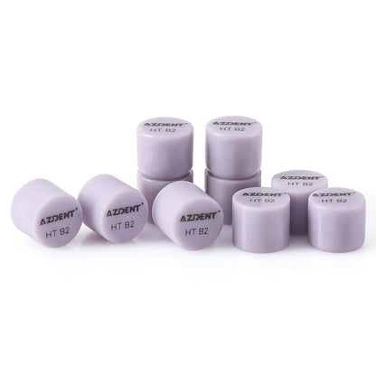 AZDENT Dental Ceramic Glass Ingots Press Lithium Disilicate Generation II Violet HT/LT/MO for Lab CAD CAM Restoration 10pcs/Box