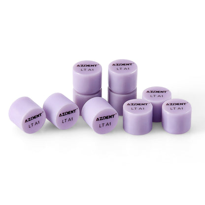 AZDENT Dental Ceramic Glass Ingots Press Lithium Disilicate Generation II Violet HT/LT/MO for Lab CAD CAM Restoration 10pcs/Box